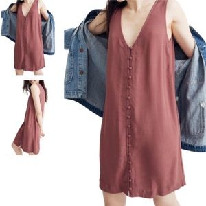 Madewell Heather Mauve Retro Deep V-Neck Dress